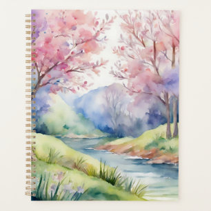 Wasserfarbene Frühlingslandschaft Planer