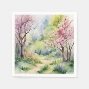 Wasserfarbene Frühlingslandschaft Serviette