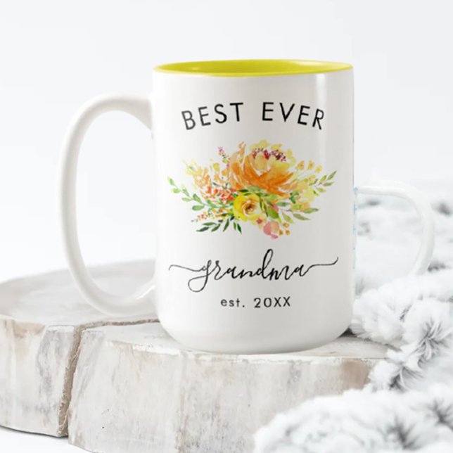 Wasserfarbene Gelbe Blüten 4 Benutzerdefiniertes F Zweifarbige Tasse (Von Creator hochgeladen)