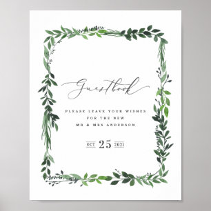 wasserfarbene geometrische Gästebuch-Hochzeit mit  Poster