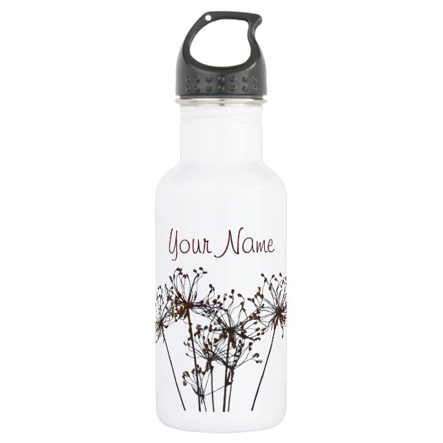 Wasserfarbene getrocknete Blume Trinkflasche (Vorderseite)