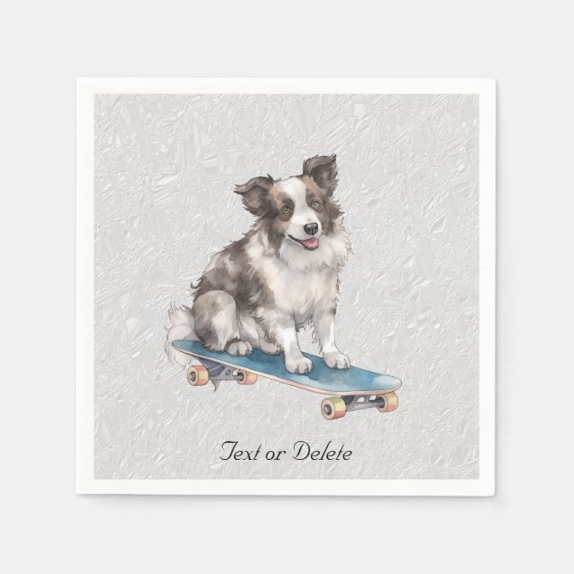 Wasserfarbene Grenze Collie Napkins Serviette (Vorderseite)