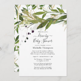 Wasserfarbene Grünanlage mit Bridal- oder Babydusc Einladung