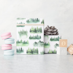Wasserfarbene, grüne Bäume Waldmuster Geschenkpapier
