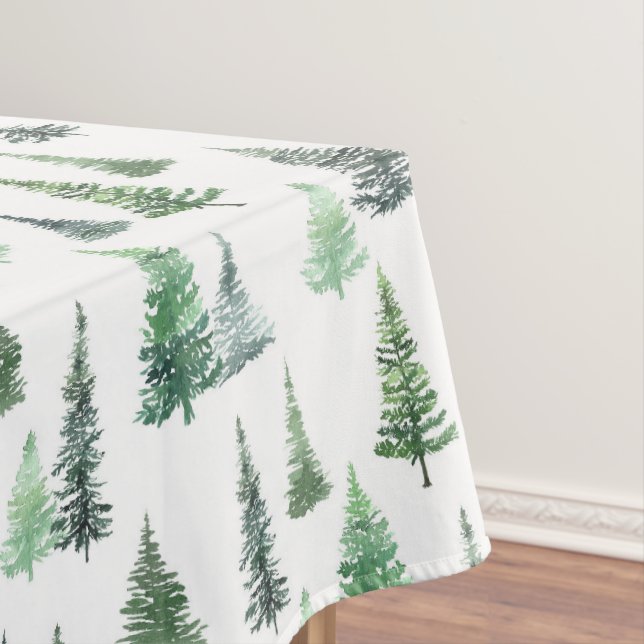 Wasserfarbene, grüne Bäume Waldmuster Tischdecke (Beispiel)