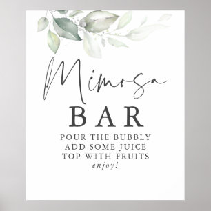 Wasserfarbene Grünpflanzen Silber-Mimosa-Bar-Schil Poster