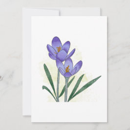 Wasserfarbene handbemalte Crocus-Blume Einladung