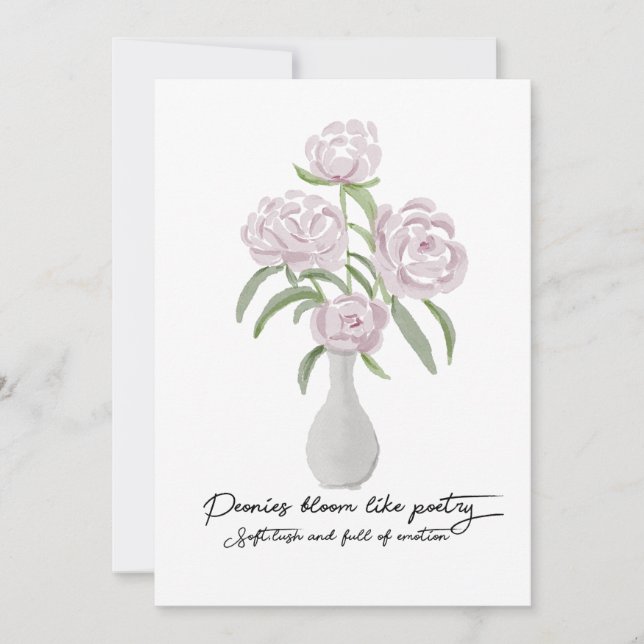 Wasserfarbene handbemalte Graceful Peonies Einladung (Vorderseite)