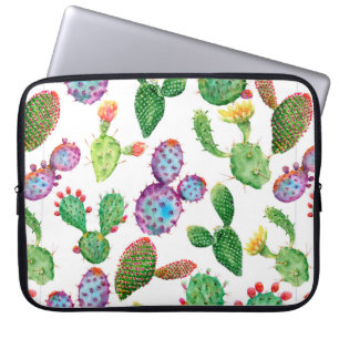 Wasserfarbene handgemalte tropische Kakteen. nahtl Laptopschutzhülle