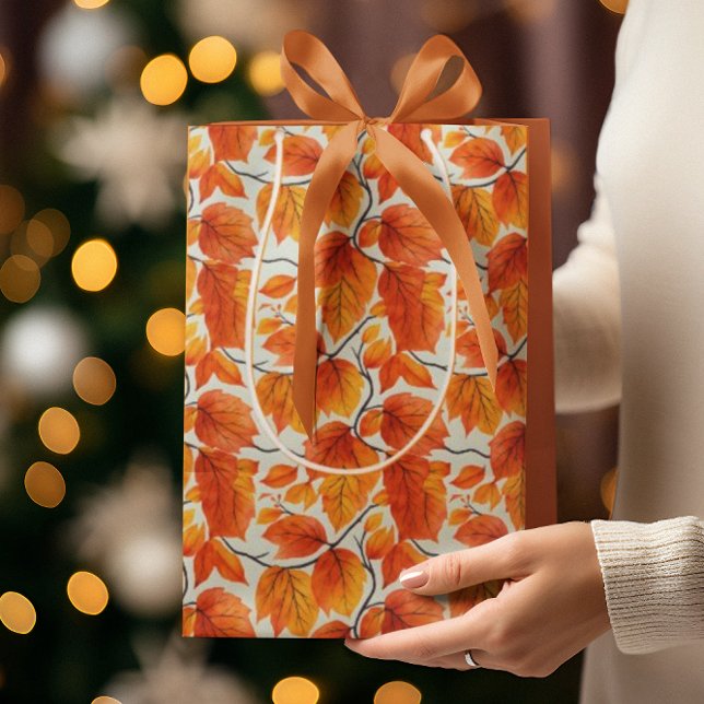 Wasserfarbene Herbstleaves - lebhafte Herbstfolien Mittlere Geschenktüte (Von Creator hochgeladen)