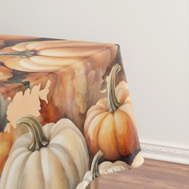 Wasserfarbene Herbstpumpen mit Blätter Tischdecke (Beispiel)