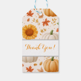 Wasserfarbene Herbstpumpen und Sonnenblumenmuster Geschenkanhänger