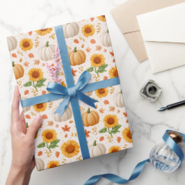 Wasserfarbene Herbstpumpen und Sonnenblumenmuster Geschenkpapier