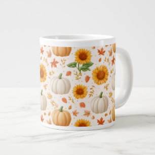 Wasserfarbene Herbstpumpen und Sonnenblumenmuster Jumbo-Tasse