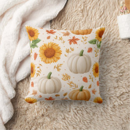 Wasserfarbene Herbstpumpen und Sonnenblumenmuster Kissen