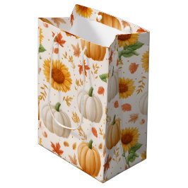 Wasserfarbene Herbstpumpen und Sonnenblumenmuster Mittlere Geschenktüte