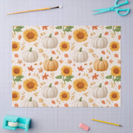 Wasserfarbene Herbstpumpen und Sonnenblumenmuster Seidenpapier