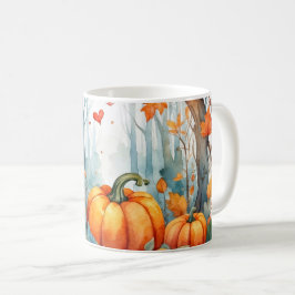 Wasserfarbene Herbstwaldkürbis-Blätter Kaffeetasse