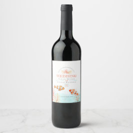 Wasserfarbene Hochzeit des tropischen Ozeans Weinetikett