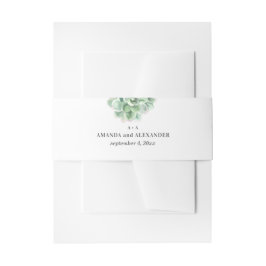 Wasserfarbene Hochzeit. Grüne Kakteen Einladungsbanderole