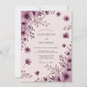 Wasserfarbene Hochzeit in Mauve Serene Einladung