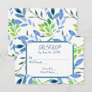 Wasserfarbene Hochzeits-RSVP-Karte mit Blättern RSVP Karte