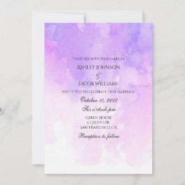Wasserfarbene Hochzeitseinladung. rosa und lila Einladung