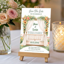 Wasserfarbene Hochzeitskarte Bühne
