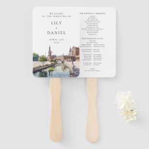 Wasserfarbene Hochzeitsmappe Sevilla Spanien Fächer