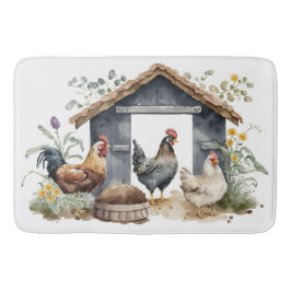 Wasserfarbene Hühner in Coop Badematte
