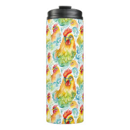 Wasserfarbene Hühner Thermosbecher