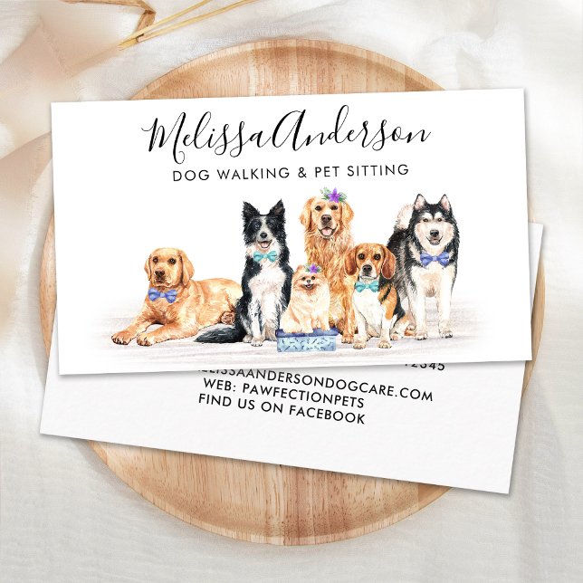 Wasserfarbene Hunde Haustiere Sitter Hund Groomer Visitenkarte (Von Creator hochgeladen)