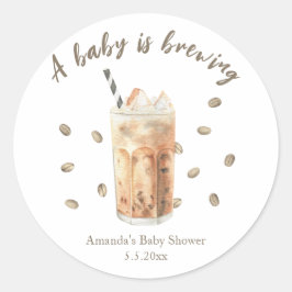 Wasserfarbene Kaffeepause Babydusche Runder Aufkleber