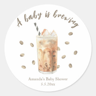 Wasserfarbene Kaffeepause Babydusche Runder Aufkleber