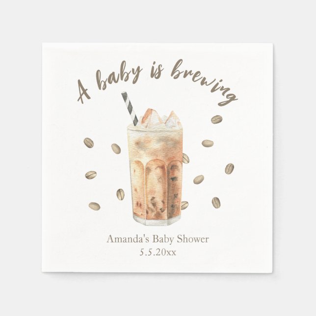 Wasserfarbene Kaffeepause Babydusche Serviette (Vorderseite)