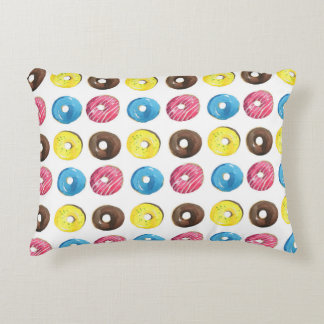Wasserfarbene kleine Donuts, nahtloses Muster. Dekokissen