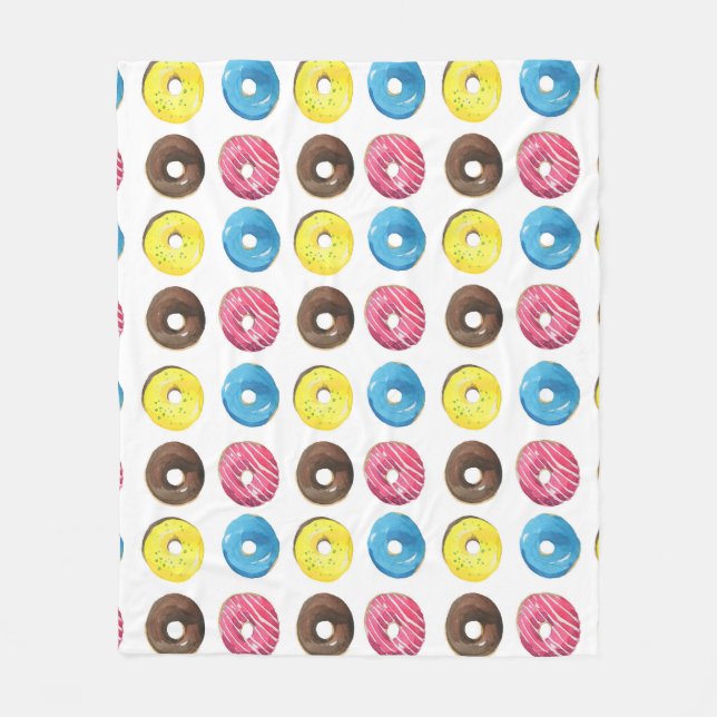 Wasserfarbene kleine Donuts, nahtloses Muster. Fleecedecke (Vorderseite)