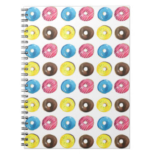 Wasserfarbene kleine Donuts, nahtloses Muster. Notizblock