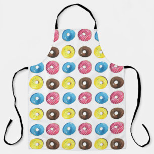 Wasserfarbene kleine Donuts, nahtloses Muster. Schürze