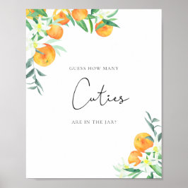 Wasserfarbene kleine Orangen, raten Sie, wie viele Poster