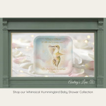 Wasserfarbene Kolibri- und Pastellwolken-Baby-Part