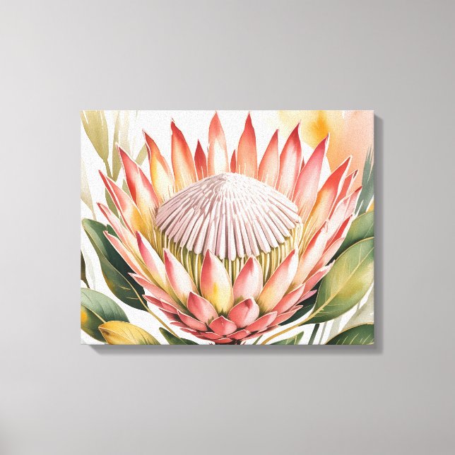 Wasserfarbene König-Protea Leinwanddruck (Vorderseite)