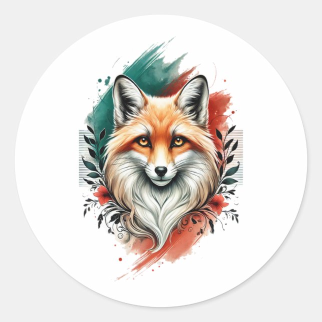 Wasserfarbene Kunst - Eleganter Mystic Fox Sticker (Vorderseite)
