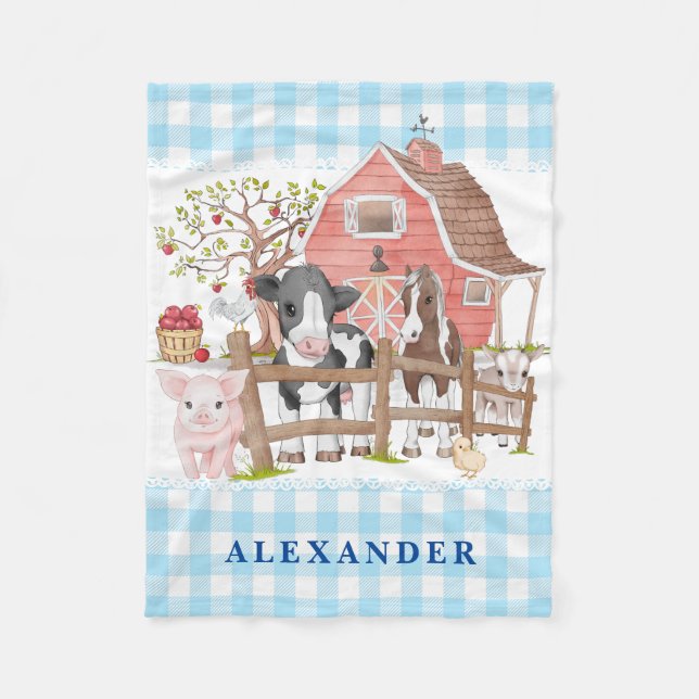 Wasserfarbene Landtiere Baby Boy Kinderzimmer F Fleecedecke (Vorderseite)