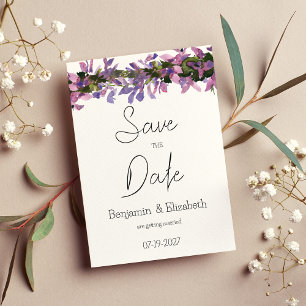 Wasserfarbene Lavarie Grüne Flora Save the Date Einladung