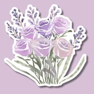 Wasserfarbene Lavendel-Rose Wasserdicht Aufkleber