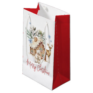 Wasserfarbene Lebkuchenhütte, Eisbär & Rentier Kleine Geschenktüte