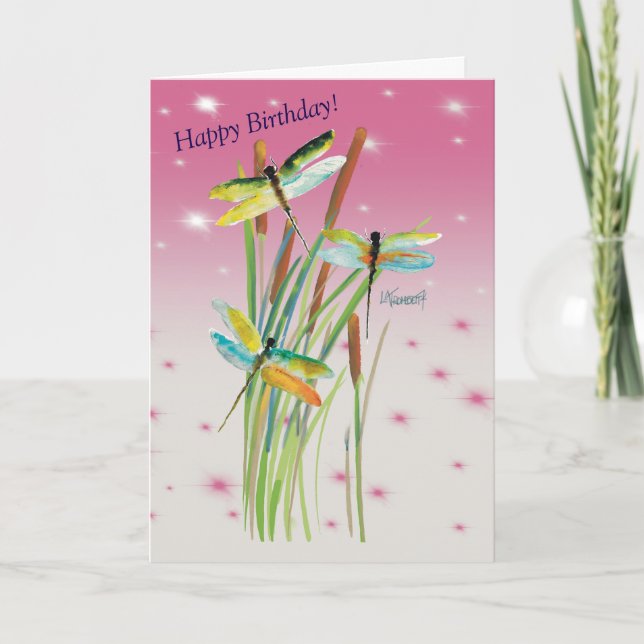 Wasserfarbene Libelle Pink Personalisiert Stationi (Vorderseite)