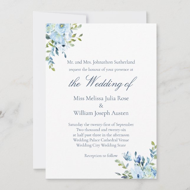 Wasserfarbene Liebe ist Christliche Hochzeit des P Einladung (Vorderseite)