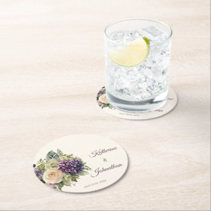 Wasserfarbene Lila Blume Bouquet-Paper Untersetzer